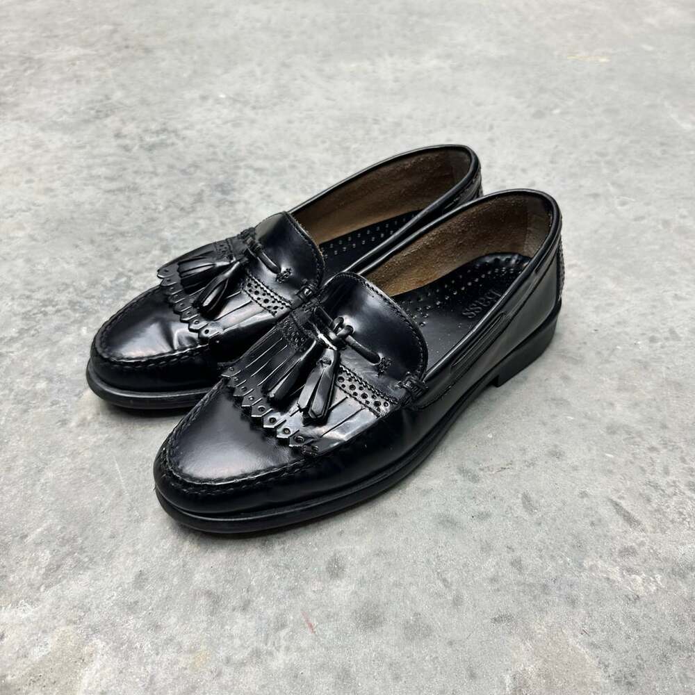 G.H. Bass Brompton Black Leather Tassel Loafers - 8D